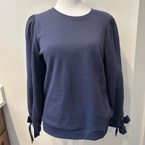 Nation LTD Navy Isabella Tie Bow Cuff Sweatshirt Medium